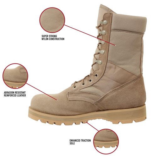 Rothco Sierra Sole Tactical Boots – 8 Inch – Sturdy and Reliable Footwear for Any Adventure – Desert Tan – Regular – 10