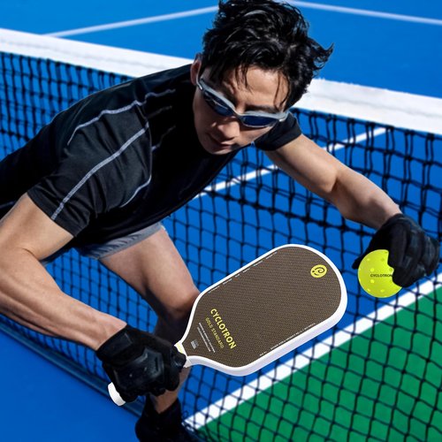 CYCLOTRON Gold Standard Pickleball Paddle - Real Aerospace Titanium Mesh & T700 Raw Carbon Fiber Surface for Massive Spin - Thermoformed 16mm Core, Elongated Hybrid Shape for 4.0+ Players