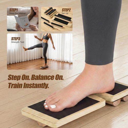 Professional Foot & Ankle Balance Training System – Cork Balance Board with Adjustable Wooden Bars for Stability, Rehab & Performance