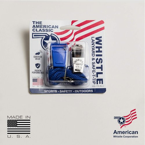 American Whistle Corporation Classic Brass Whistle - 126 dB Sound with Paracord Lanyard | Made in USA