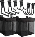 Skiennix Slatwall Basket Set - 2PCS Zippered Mesh Baskets with 6 Heavy-Duty Hooks | 16x15x11 Inch Garage Storage Solution