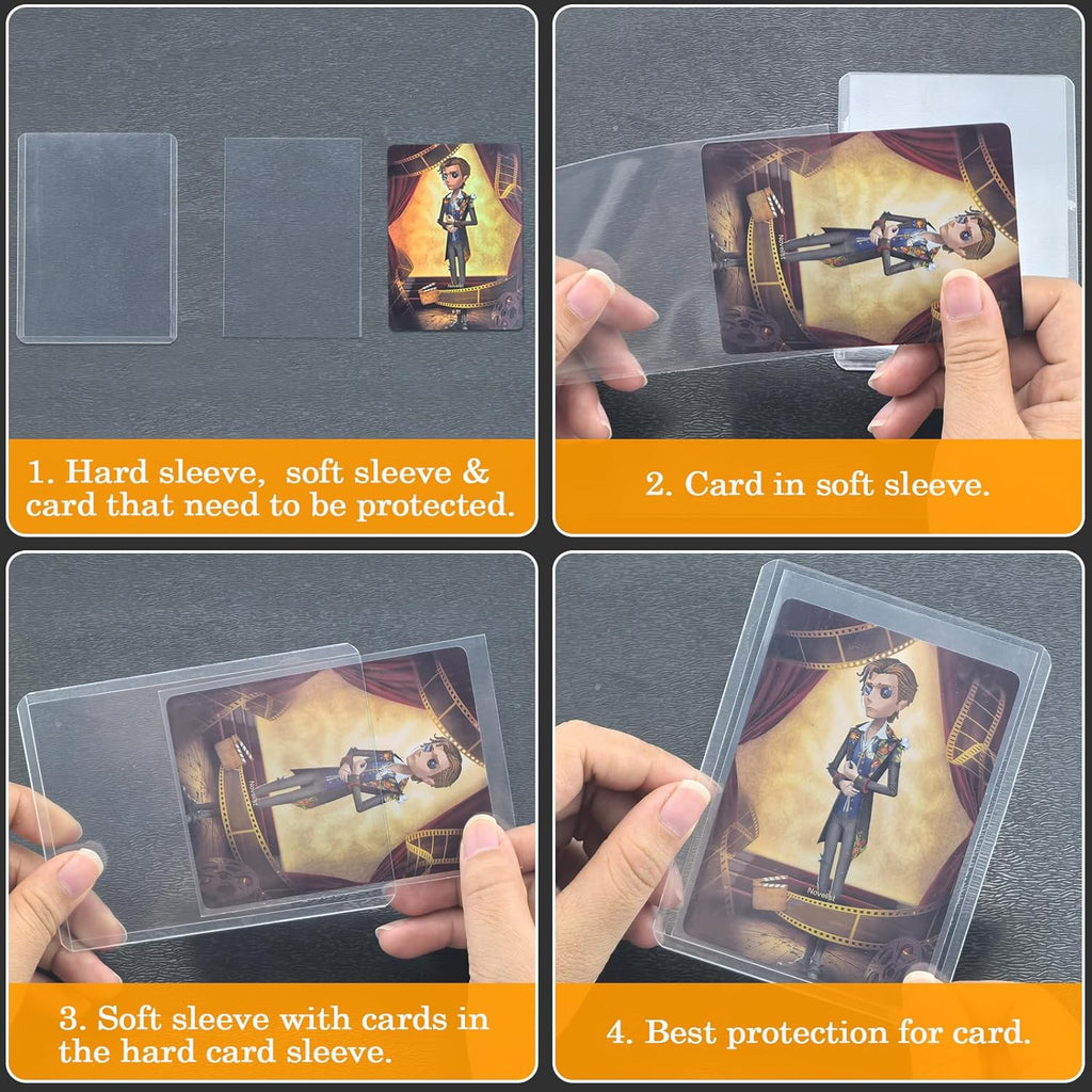 Skiennix 200 Card Sleeves Top Loaders - Durable Hard Plastic Protectors for Trading Cards | 3" x 4" Size