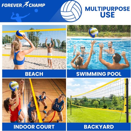 Forever Champ Volleyball Net - Regulation 32x3 Ft Size with 8.5-Inch PU Volleyball & Carrying Bag | Portable Outdoor Set