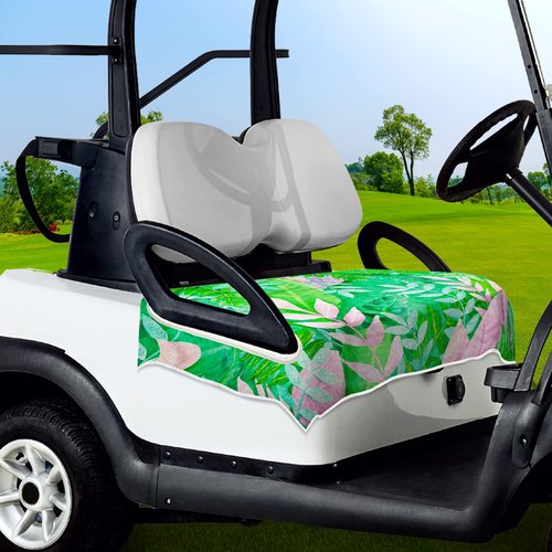ENYORSE Golf Cart Seat Covers, Tropical Floral Seat Towel Blanket, Soft Breathable Microfiber, Keeps Seats Cool & Comfortable, 51”x31”, Fits 2 & 4 Passenger EZGO, Yamaha,Club Car Carts, Pink Leaves