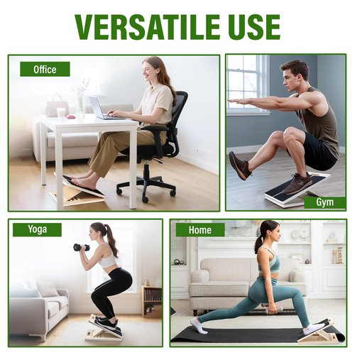 Professional Adjustable Wooden Slant Board for Calf Stretching, Portable 5-Stretch Board for Knees, Non-Slip Foot Incline Board Physical Therapy Equipment Calf Stretch, Extra Side Handle for Carry