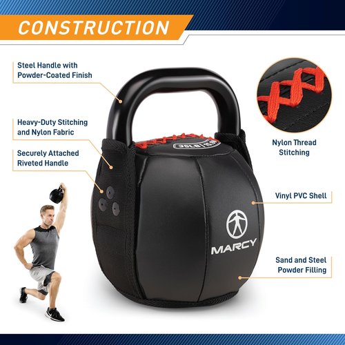 Marcy Soft Kettlebell with Handle - Versatile Weightlifting & Strength Training | 10 lbs - 40 lbs