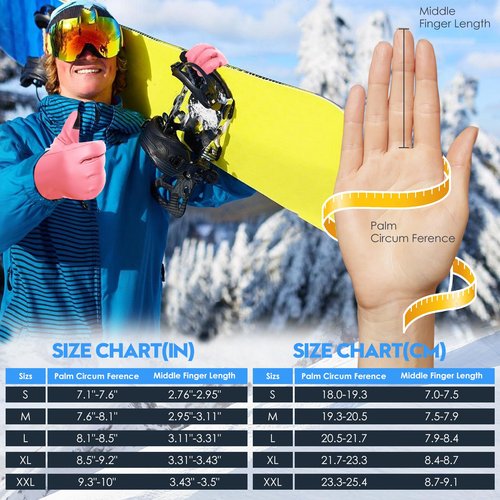 Bruvoalon Y322 Winter Gloves for Men & Women, -10℉ Touchscreen 5-Layer Thermal Insulated, Windproof Anti-Slip Ski Gloves