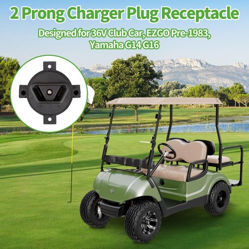 10L0L Golf Cart 2 Prong DC Charger Plug Receptacle for 36 Volt Club Car All Year, EZGO Pre-1983, Yamaha G14/G16 Electric Models, OEM 18548G1, JN4-H6181-00, 8428