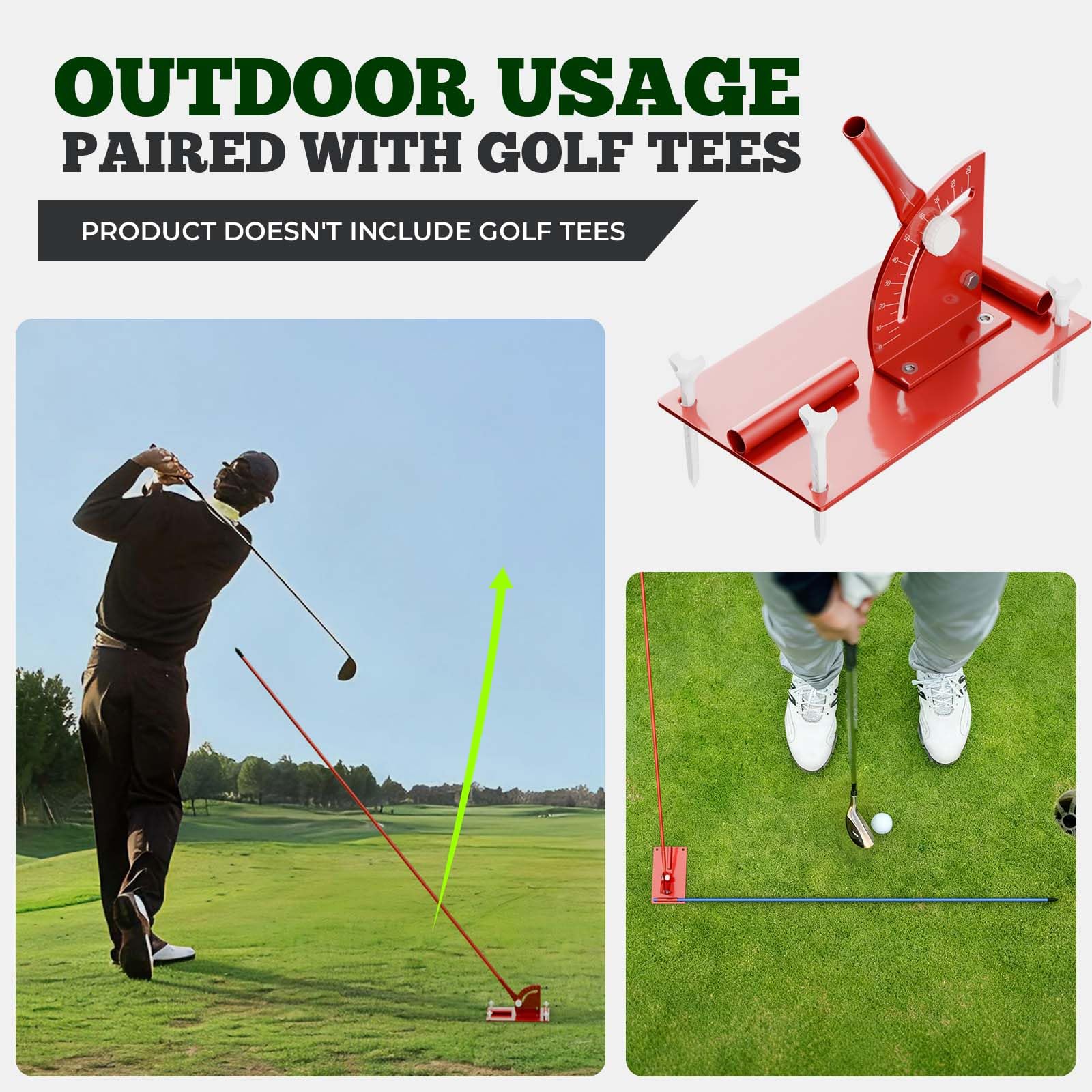 Zcoorey Golf Alignment Stick Holder - Metal Golf Alignment Sticks, Three-Hole Holder, Golf Swing Trainer with Training Manual, Golf Training Aid for Swing Plane & Swing Path