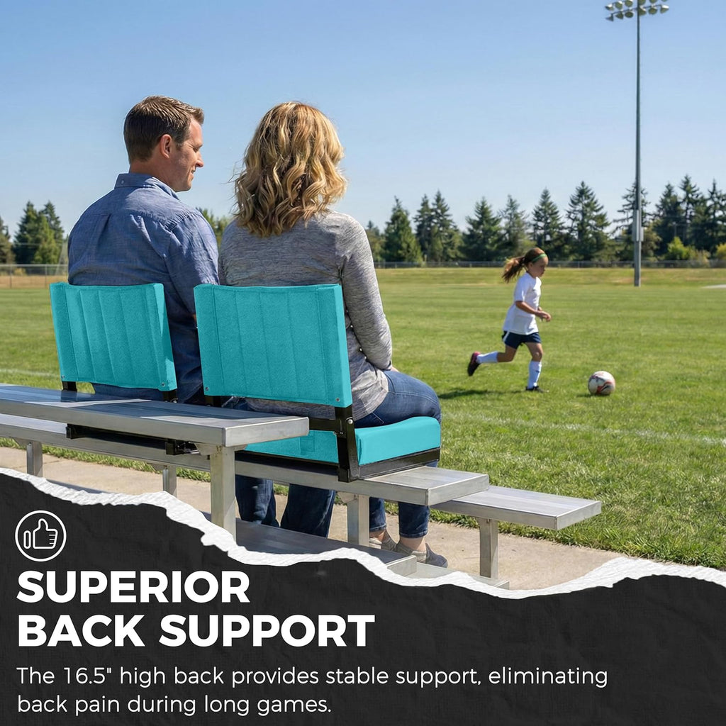 Sport Beats Stadium Seats - Comfortable Bleacher Chairs with Back Support & Cushion | Cyan, 1pc Regular (17" W x 12" D x 16.5" H)