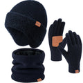 Sofier Winter Hat Fleece Lined Beanie with Earflap Neck Warmer Scarf Touchscreen Gloves Warm Knit Set for Men Women