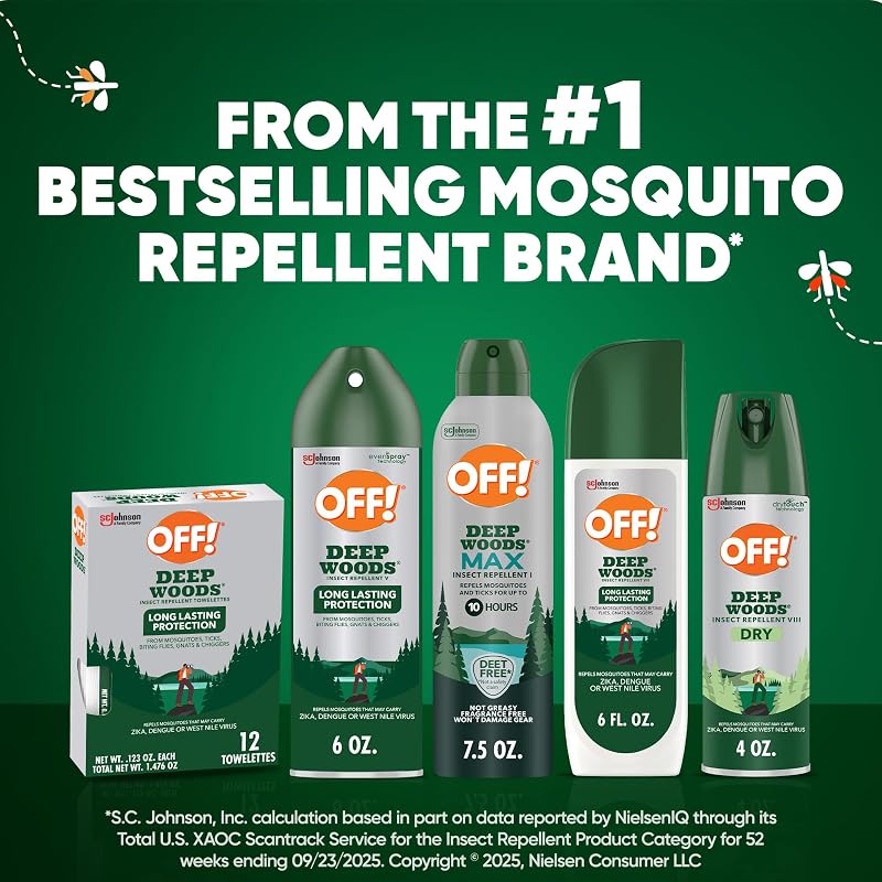 OFF! Deep Woods Max Insect Repellent 20% Picaridin - 7.5 oz Aerosol, DEET-Free Up to 10 Hours (Variation: 7.5 Ounce Pack of 1)