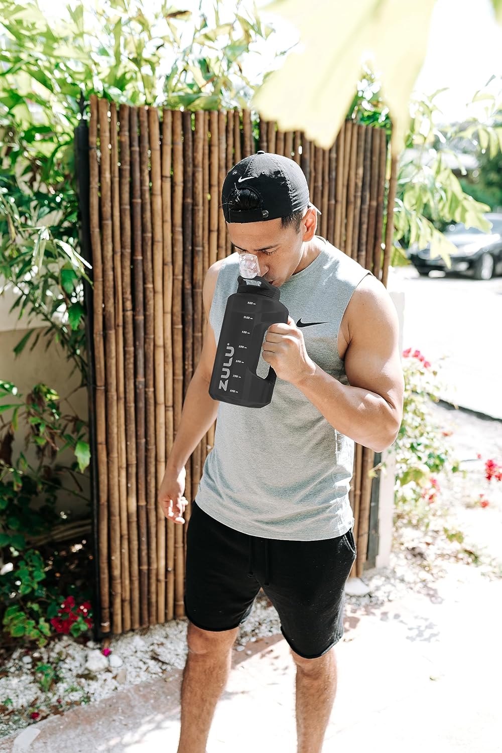 ZULU Goals 64oz Half Gallon Water Bottle - Leak Proof, Time Marker & Straw | Grey Reusable Jug for Gym & Outdoors