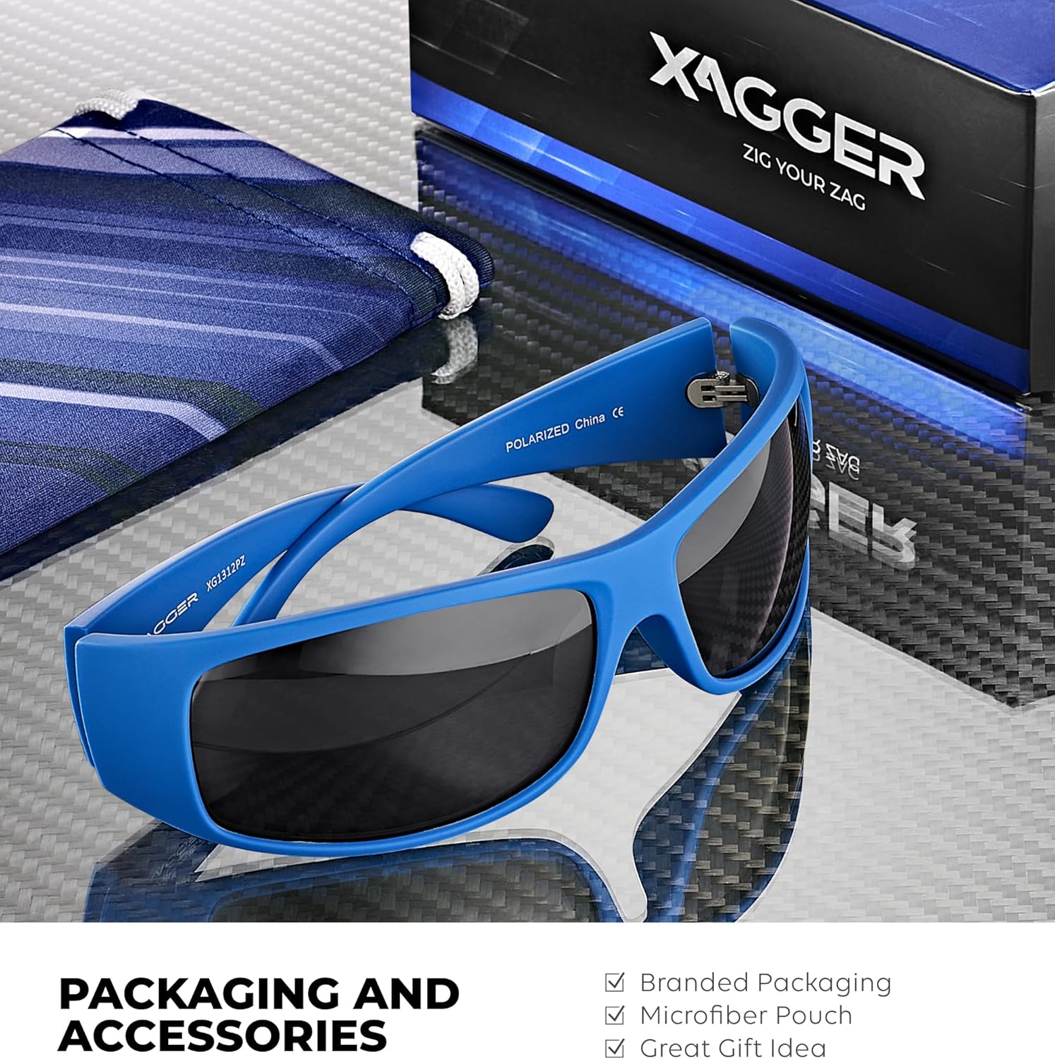 Xagger Sports Polarized Sunglasses - Men's Wrap Around TR90 Frame for Ultimate Sun Protection