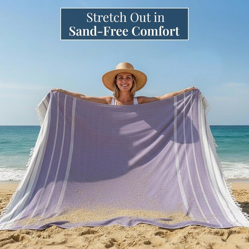 **LANE LINEN Outdoor Blanket - Large Soft Pre-Washed Diamond Weave Design (82"x82") for Beach & Travel**