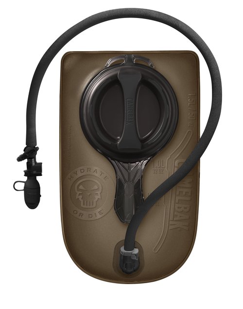 Camelbak Mil Spec Crux 50oz/1.5L Reservoir - Tactical Hydration Bladder - Faster Water Flow Rate - Leak-Proof Water Bladder - Ergonomic Shape - Big Bite Valve - Brown