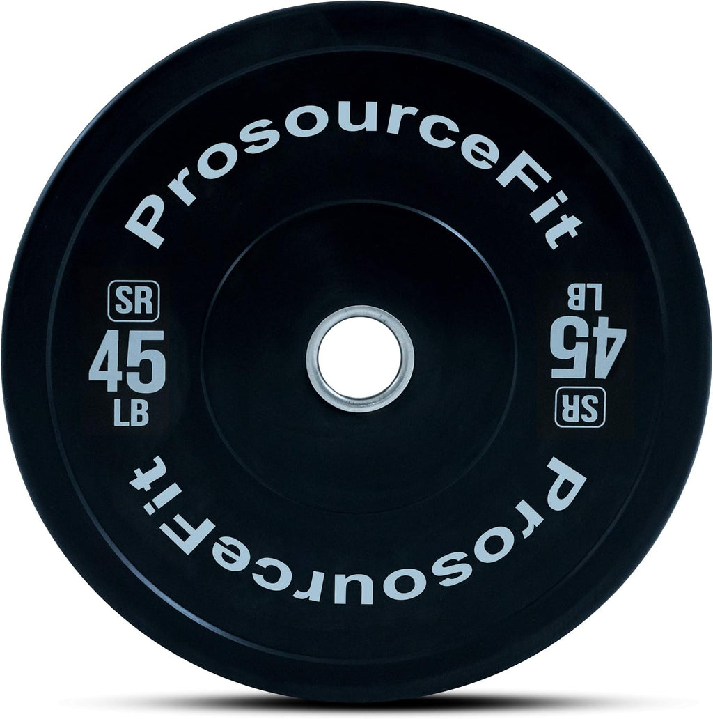 ProsourceFit Solid Rubber Bumper Plates - Durable Steel Insert for Strength Training | Power Lifting