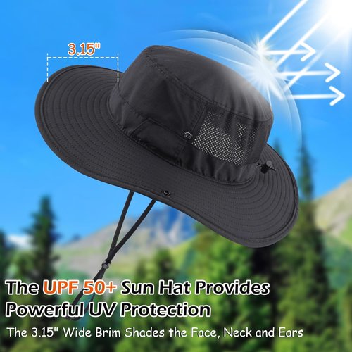Connectyle Men's Sun Hat UPF 50+ Wide Brim Bucket Hats for Fishing Hiking Gardening Adjustable Boonie Hat Outdoor Safari Hats