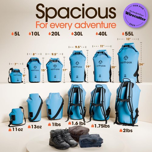Earth Pak Waterproof Dry Bag - Roll Top Backpack Keeps Gear Dry | Includes Waterproof Phone Case