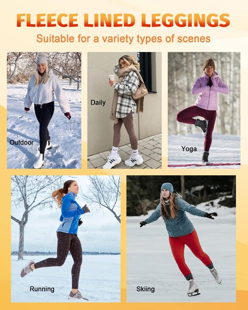 Diu Life 3 Pack Fleece Lined Leggings for Women Thermal Tummy Control High Waist Running Tights Winter Workout Yoga Pants