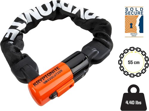 Kryptonite Evolution 1055 Mini Bike Chain Lock - 1.8 Feet Long Heavy-Duty Anti-Theft Steel Chain for E-Bike, Motorcycle, Scooter, Bicycle, Fence