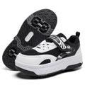 ANEFUN Summer Breathable Mesh 4-Wheel Kids Roller Skates Shoes for Boys Girls Stylish Durable Comfortable Sneaker Black