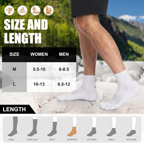 Lapulas Merino Wool Quarter Socks - Cushioned Compression Support for Hiking & Running | 5 Pairs