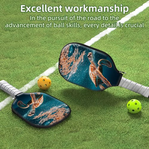 FQSXFIFN for Pickleball Paddle Cover with Smooth Zipper, Durable & Scratch-Resistant for Pickleball Paddle Case Protection, Sea Turtle Sleeve for Pickleball Paddles Racket