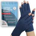 Dr. Arthritis Essentials Open-Fingertip Arthritis Gloves, Compression Gloves Ideal as Raynauds Gloves, Hand Brace for Arthritis (Navy, Medium)