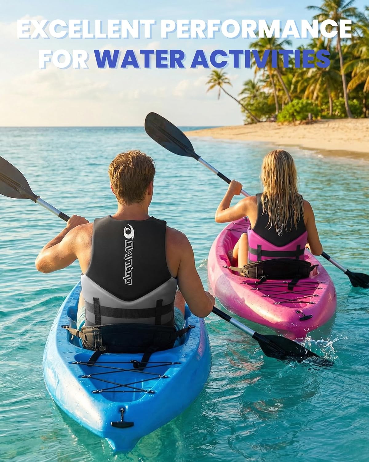 Owntop Swim Vest - Adult Neoprene Water Sport Floaties for Swimming, Boating & Kayaking | Adjustable Zipper & Dual Buckle