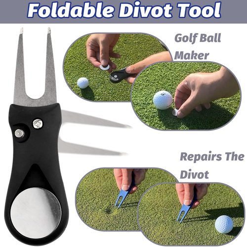 karamagic 11 Pcs Golf Accessories Kit, Include Golf Ball Bag with Hook Tees Towel Cleaner Brush Ball Marker Divot Tool Score Counter