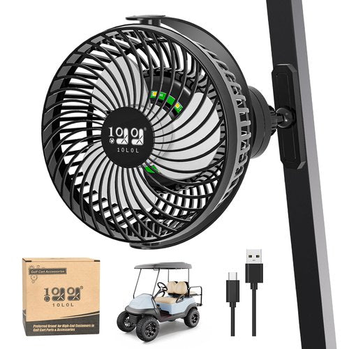 10L0L Usb Golf Cart Fan - Magnetic Mount,rechargeable,56H Battery,Silent 360° Adjustable,For Golf & RV