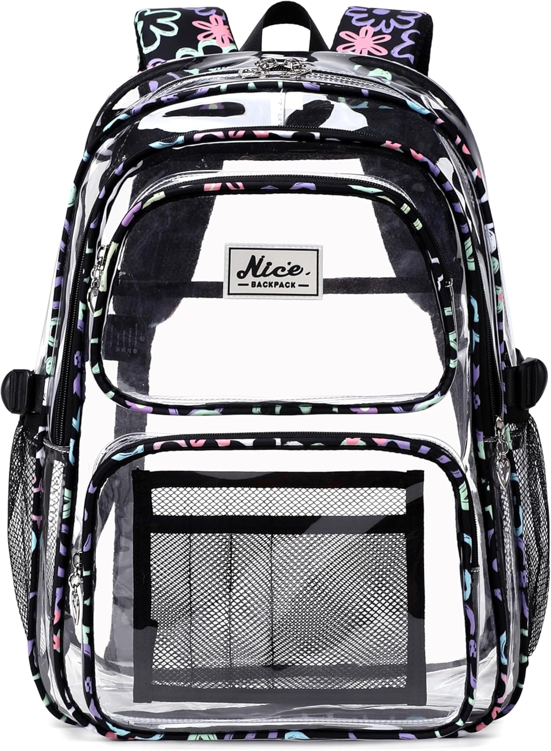 OKKID Heavy Duty Clear Backpack - Transparent Bookbag for School Girls | Durable See-Through Design