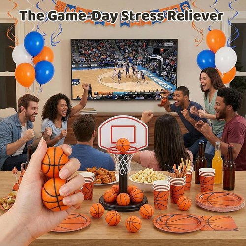 LovesTown Basketball Stress Balls - 12 Pack Mini Foam Squeeze Toys for Parties & Rewards | Perfect for March Madness
