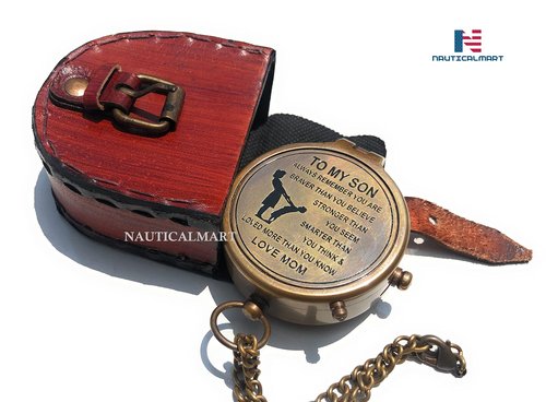 Antique Brass Compass Personalized Compass with Case, Gift for Son, to My Son Gifts, Mom to Son Gift