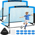 Kids Soccer Goals - 2 Pack Portable Pop-Up Nets with Ball & Cones | Complete Training Kit for Ages 3-14