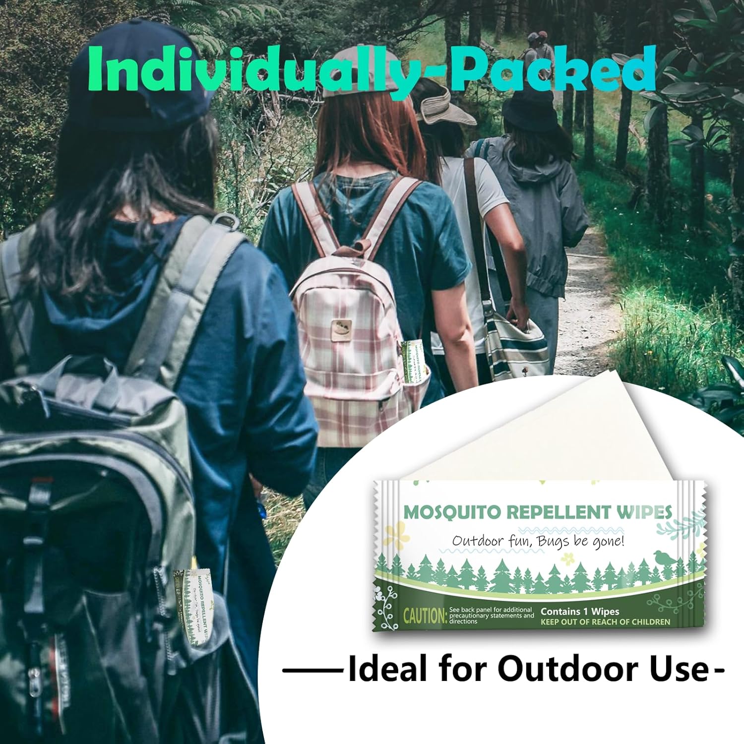 Skiennix Natural Mosquito Repellent Wipes - DEET-Free, Easy to Use, Long-Lasting | 40 Travel-Sized Packs