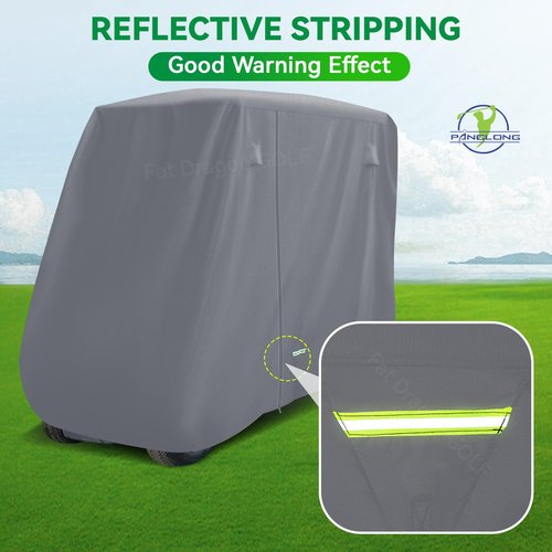Panglong Heavy Duty Golf Cart Cover-620D Gray, Oxford Fiber Waterproof Golf Cart Cover-Three Zipper Doors-Performance with Water/Wind/Sunproof, Suitable for Yamaha EZGO Club Car 2/4 Seats Cart