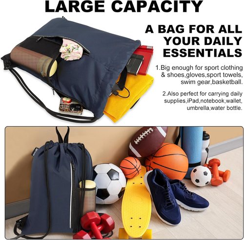 HOLYLUCK Drawstring Backpack - Versatile Gym Bag for Men & Women | Ideal for Beach & Sports Activities