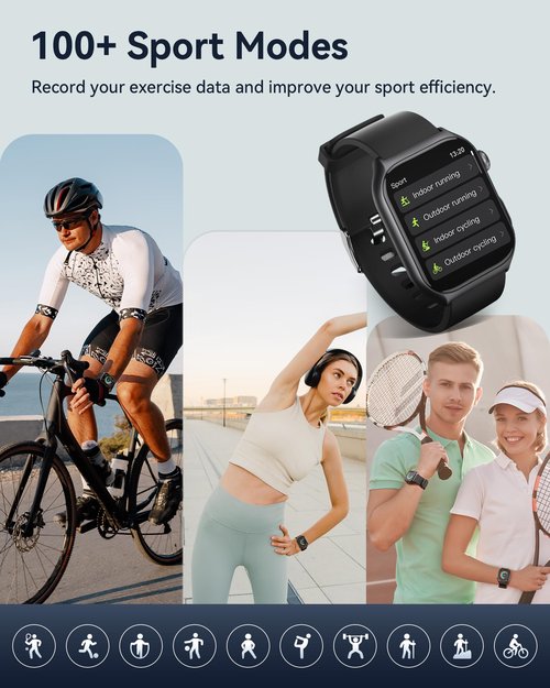 Fitness Tracker for Men Women (Make/Answer Call), 2.0" Smart Watch with 24/7 Heart Rate Blood Oxygen Sleep Monitor, Pedometer, 100+ Sport Modes IP68 Waterproof Activity Tracker for Android iOS