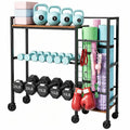 35" Adjustable Dumbbell Rack with Wheels – 4-Tier Home Gym Stand for Dumbbells, Kettlebells & Yoga Mats