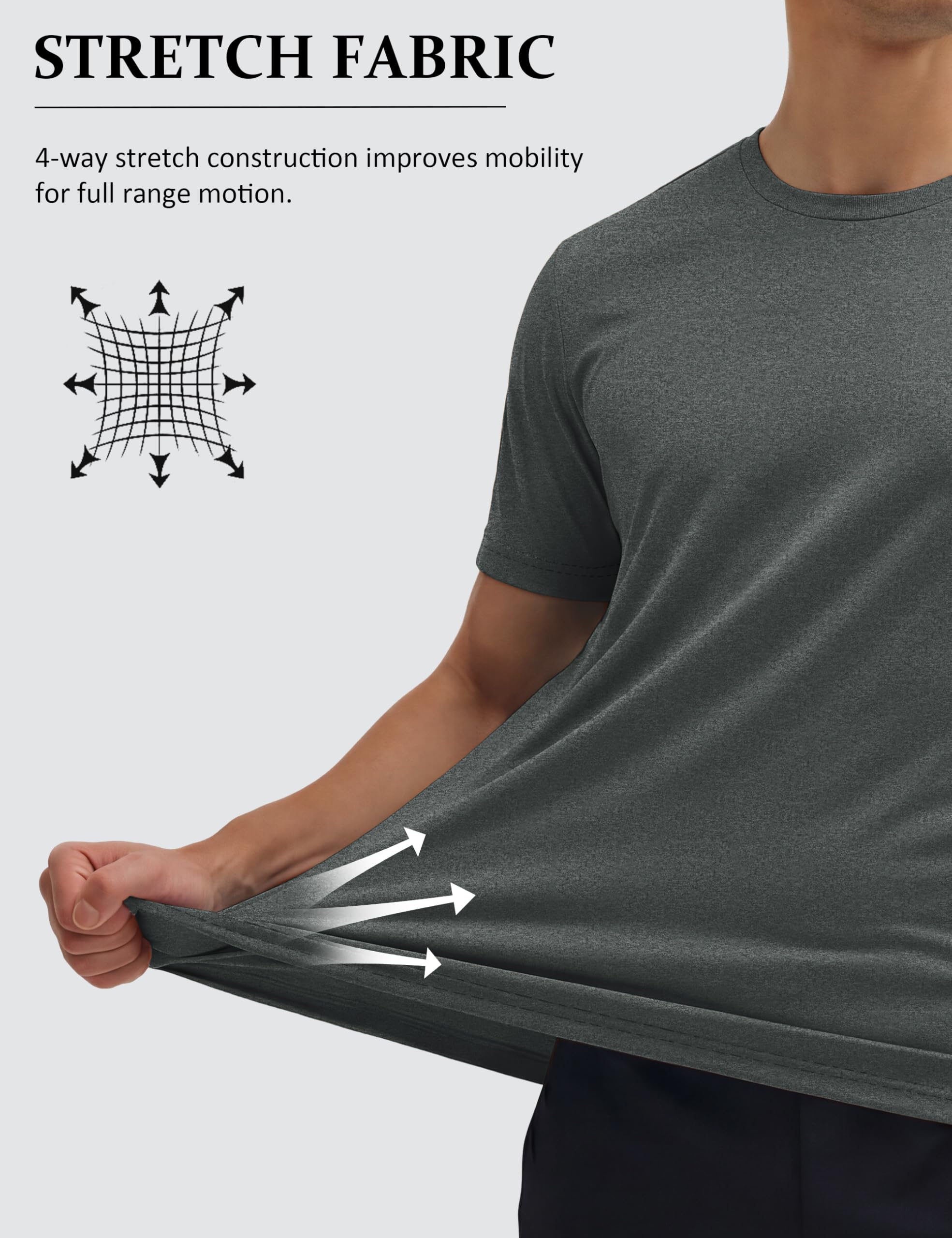 MAGCOMSEN Athletic Shirts for Men Short Sleeve Dry Fit Workout Shirts Moisture Wicking Gym Exercise Performance Shirt Dark Grey, L