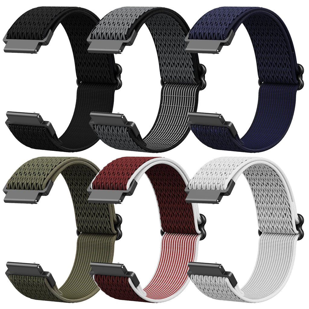 XINGMALY 6-Pack Bands for Withit Giga, Baolubao W50pro, Merryking MK70, for Soudorv Y10 Smart Watch Bands Smartwatch, Elastic Nylon Lightweight Soft Stretchable Replacement Straps Watch Men & Women