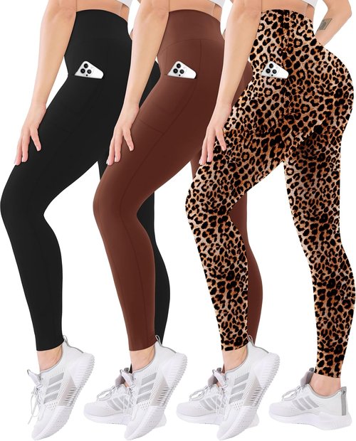 Blisset High Waisted Leggings for Women - Soft Active Tummy Control | 3 Pack with Pockets for Yoga & Daily Wear
