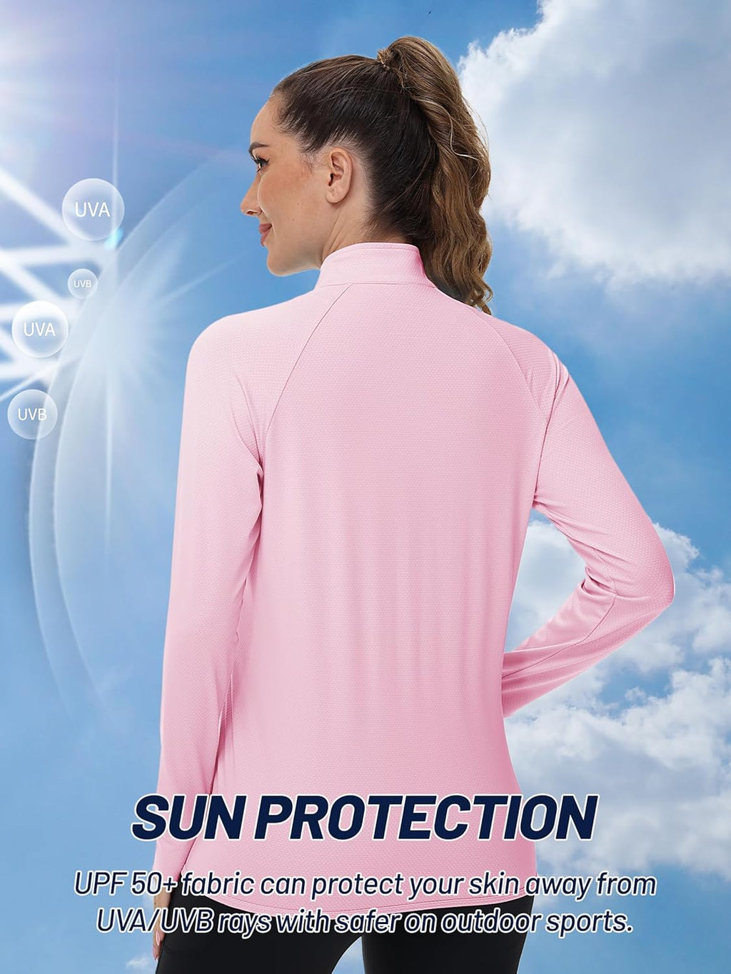 TACVASEN Women's Athletic Jacket - Lightweight UV Protection | Full Zip Long Sleeve Sun Shirt UPF 50+