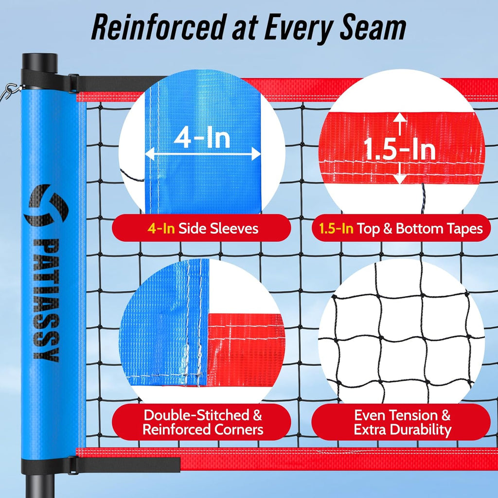 Volleyball Net Set by [Brand Name] - Adjustable Width & Height for Backyard or Beach | Complete with Pump, Scoreboard & Carry Bag