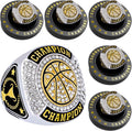 Skiennix Basketball Championship Ring Set - 12 Pcs Trophy Awards with Display Chain & Stand
