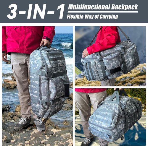 Hannibal Tactical 65L Duffle Bag - Versatile 3-in-1 Tactical Backpack for Sports & Outdoor Activities