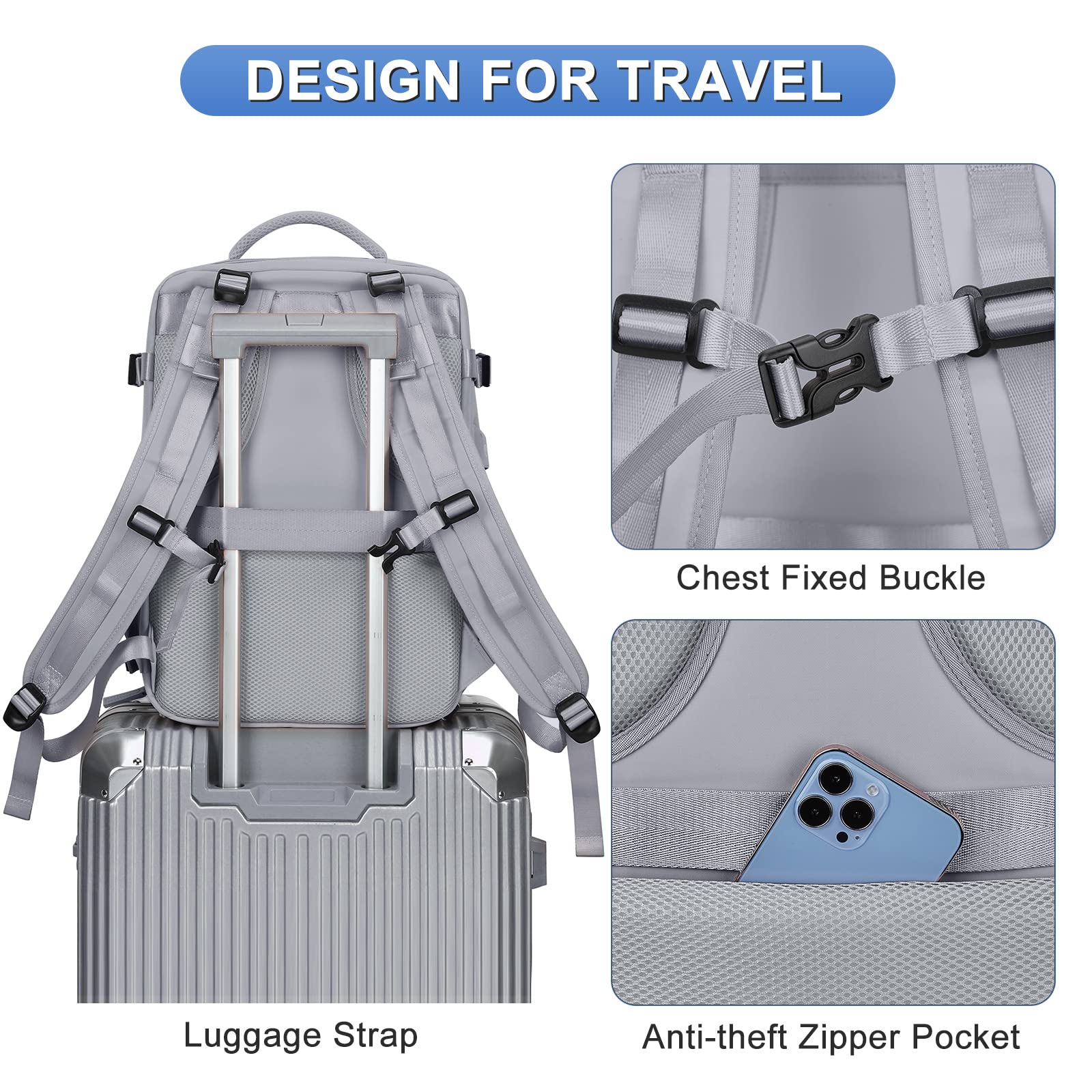 coofay Personal Item Travel Backpack For Women Men Airline Approved Carry On Backpack Flight Approved Waterproof Sports Luggage Backpack Casual Daypack Small Hiking Backpack
