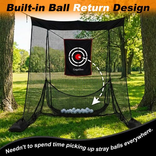 Gagalileo Golf Net for Garage Door with Mat: 10X8FT Heavy Duty Roll-Up Design Quick Setup for Backyard & Basement Training Target Ideal for Beginners & Advanced Golfers